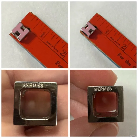 Hermès AUTHENTIC H Cube Cage d’H d’Ash Silver Bubblegum Pink Block Pendant - Picture 16 of 16